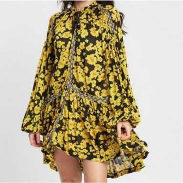 Free People yellow black long sleeve love letter … - image 1