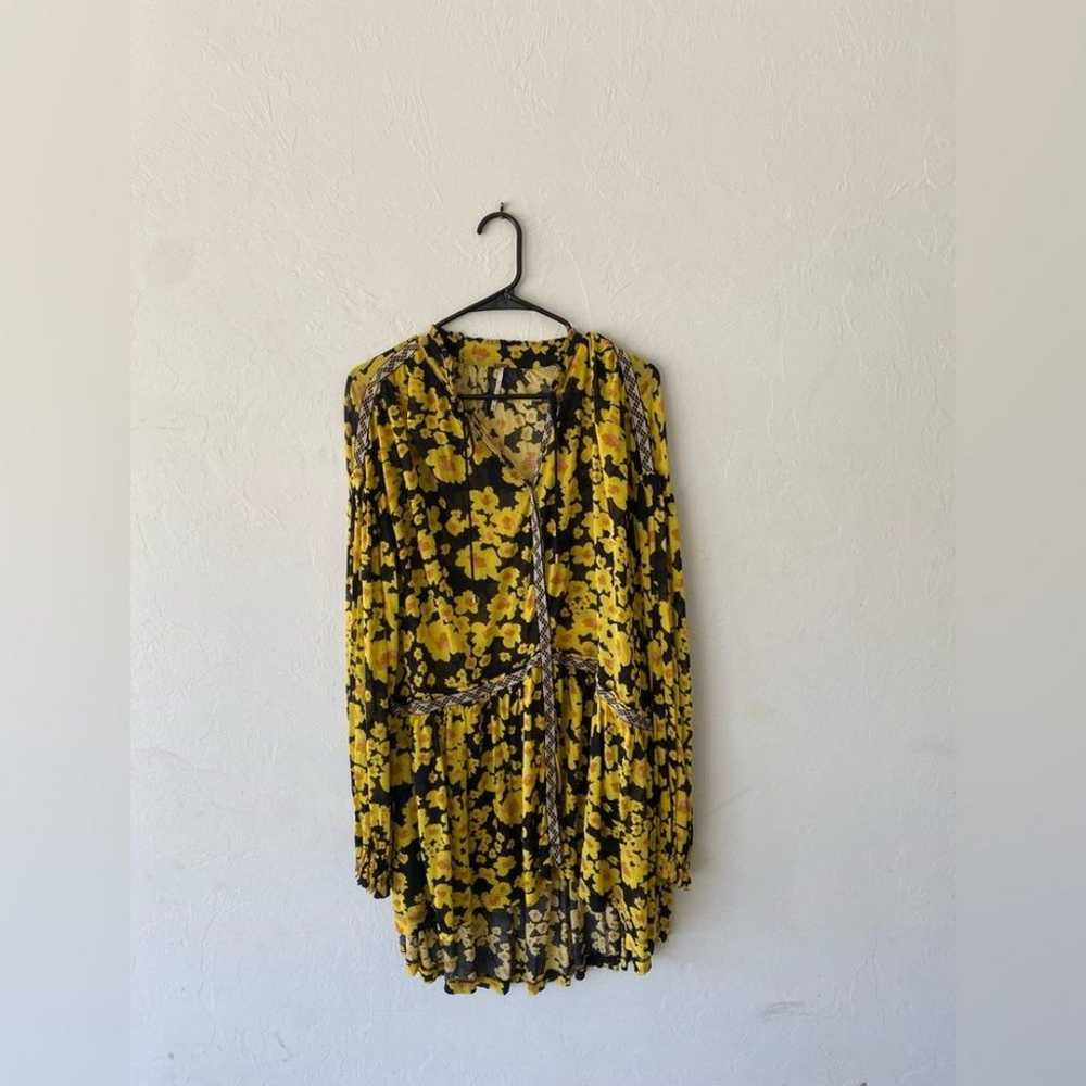 Free People yellow black long sleeve love letter … - image 5