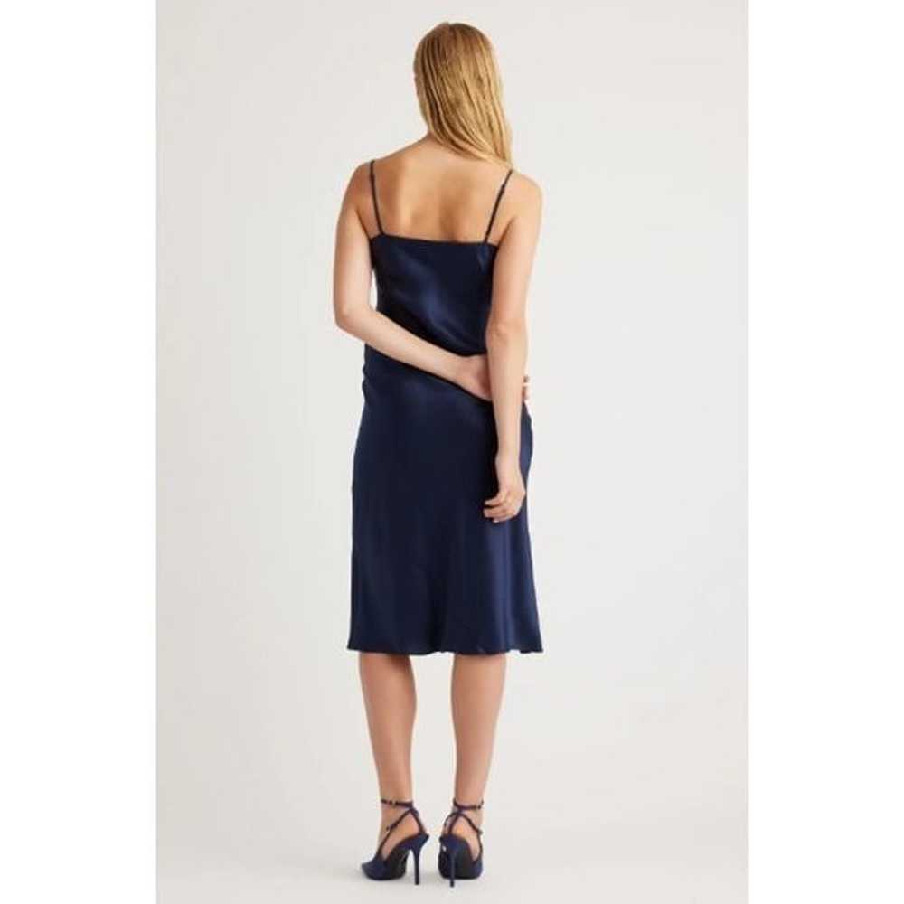 Quince 100% Washable Silk Slip Dress Navy Blue Me… - image 3