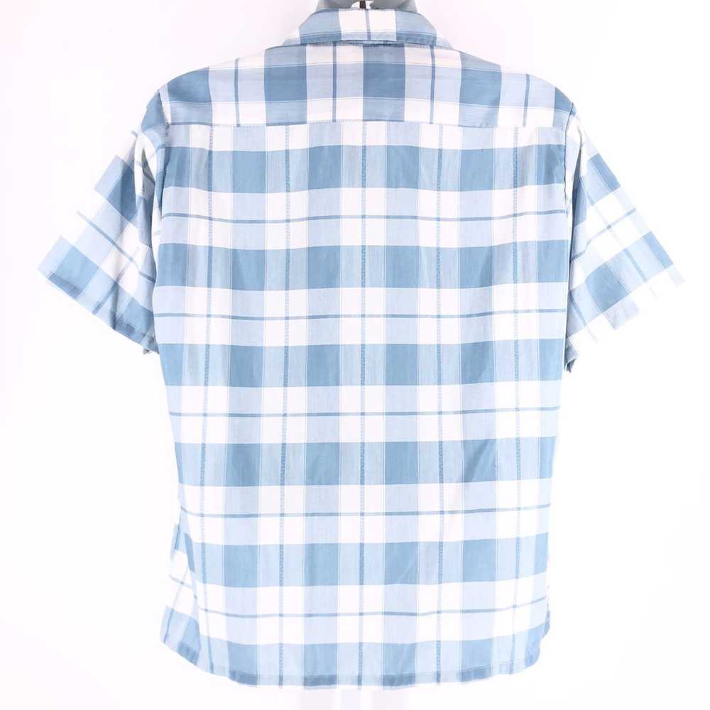 Vintage 60s light blue plaid shirt sleeve shirt 1… - image 2