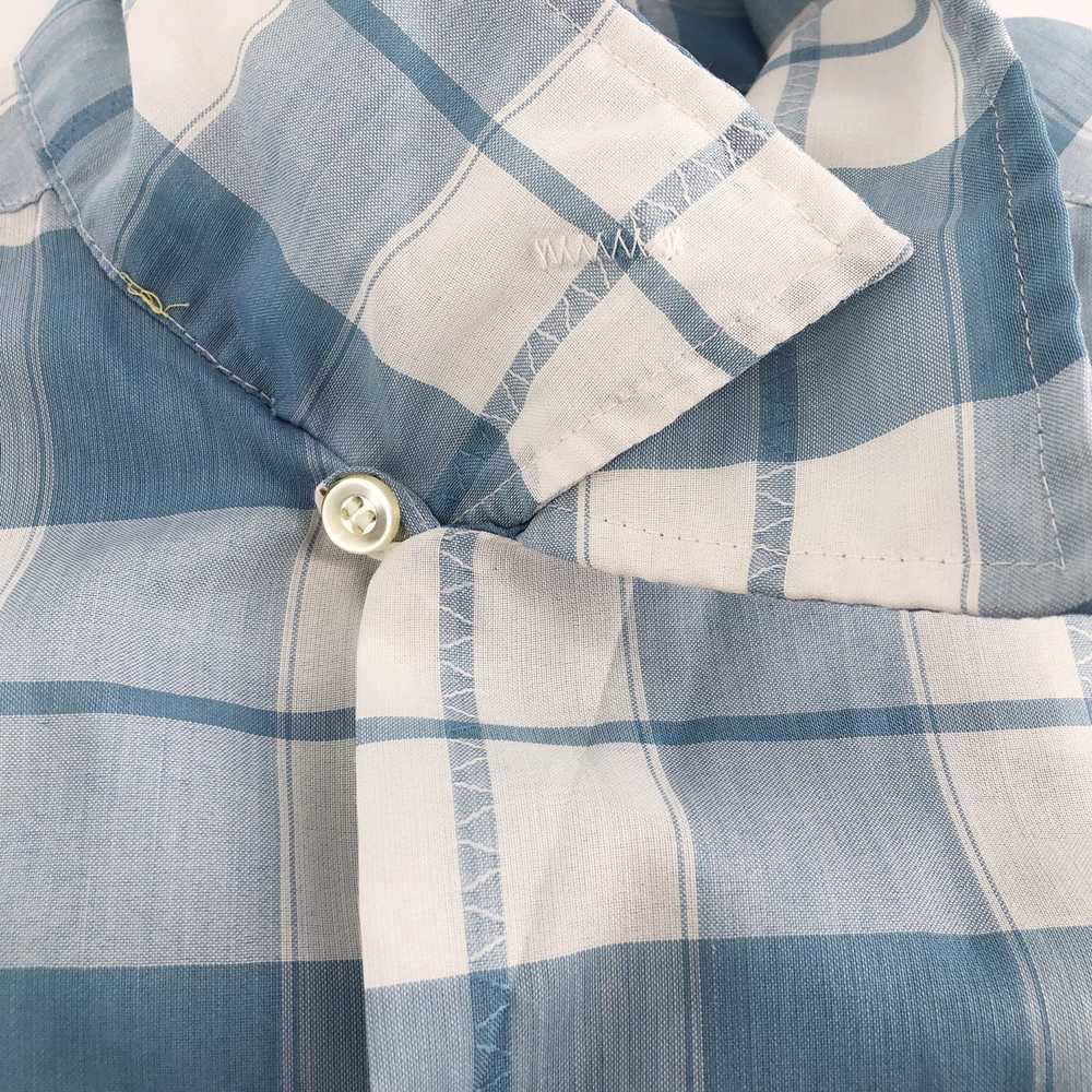 Vintage 60s light blue plaid shirt sleeve shirt 1… - image 6