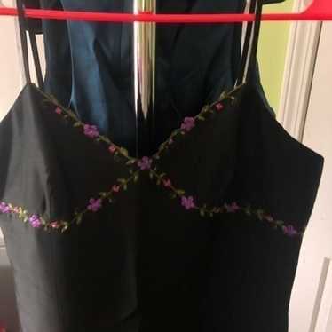 Ann Taylor Black Cocktail Dress with Embroidered F