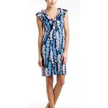 Lilly Pulitzer Clare Floral Silk A-Line Dress Blu… - image 1