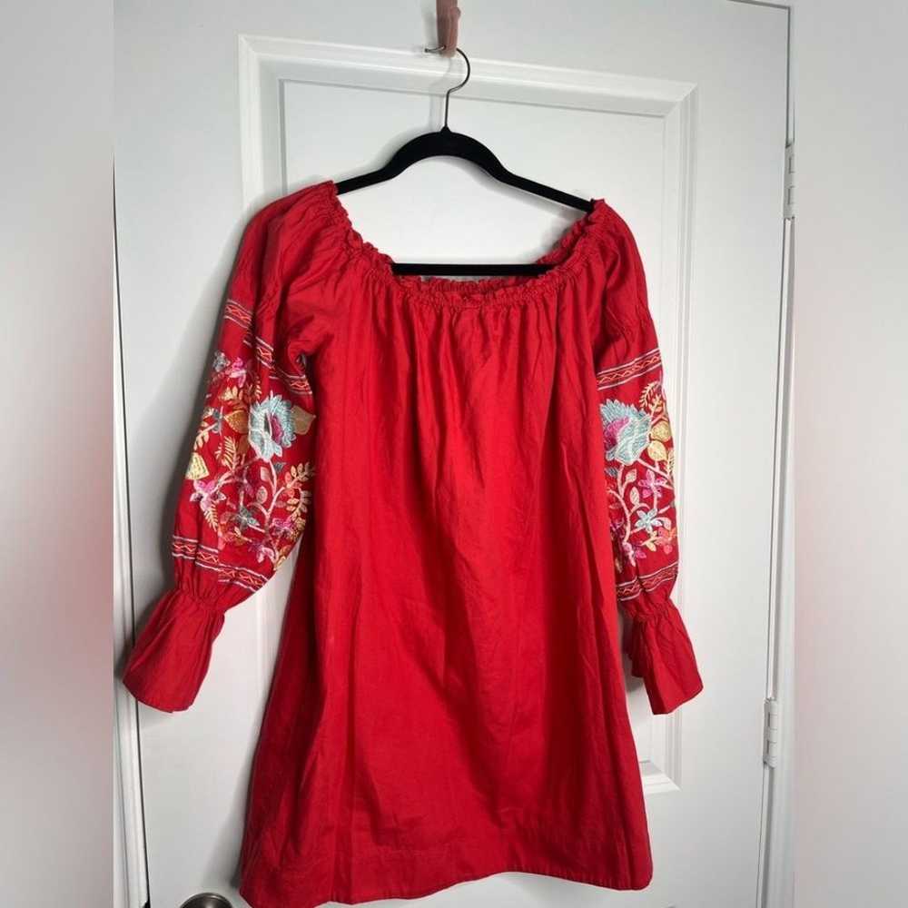 Free People Red Fleur du Jour Flowered Embroidere… - image 10