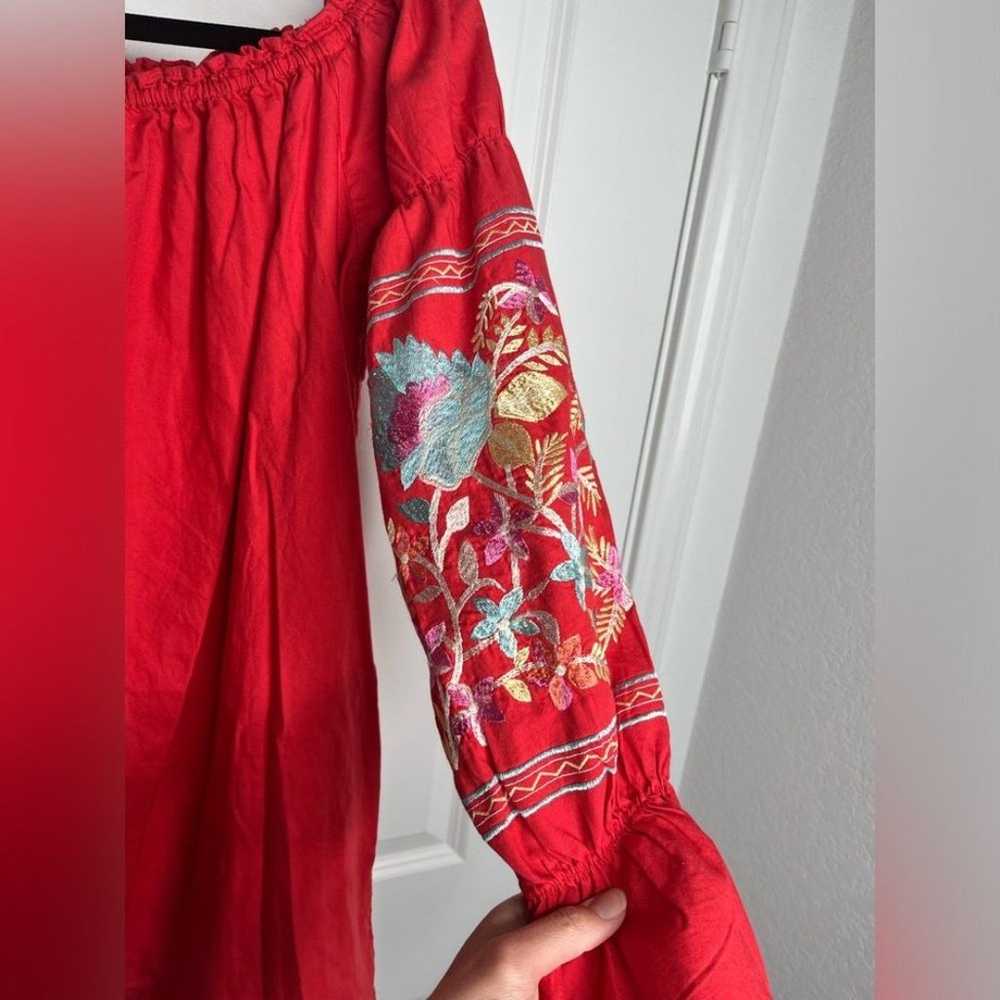 Free People Red Fleur du Jour Flowered Embroidere… - image 12