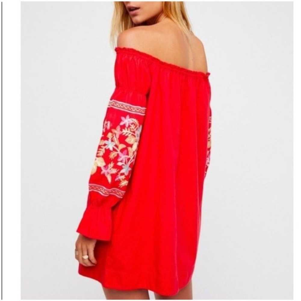 Free People Red Fleur du Jour Flowered Embroidere… - image 4
