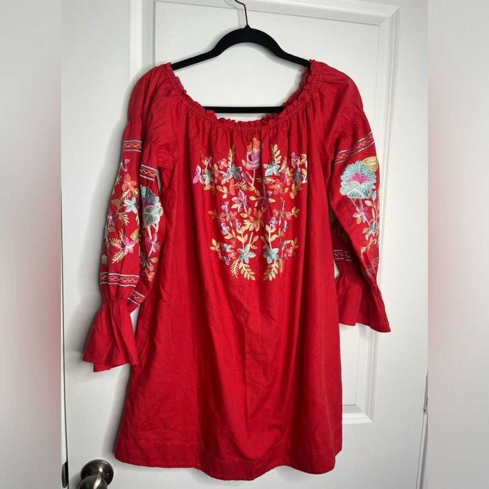 Free People Red Fleur du Jour Flowered Embroidere… - image 5