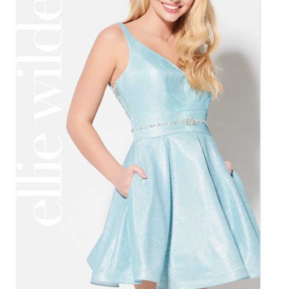 Ellie Wilde Sleeveless Glitter A Line Mini Cinder… - image 3