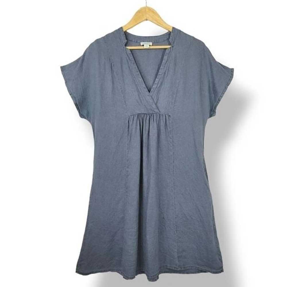 Sundance Dawn To Dusk 100% Linen Dress in Gray Bl… - image 1