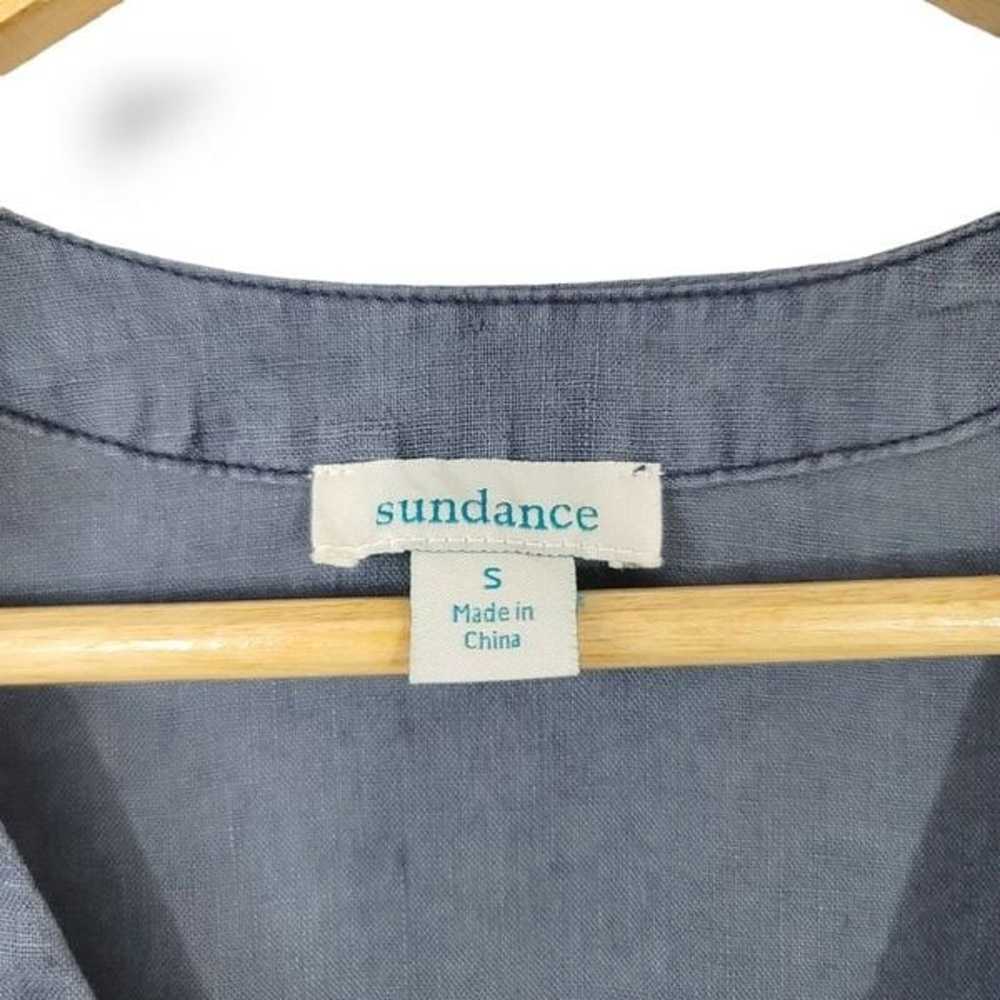 Sundance Dawn To Dusk 100% Linen Dress in Gray Bl… - image 6
