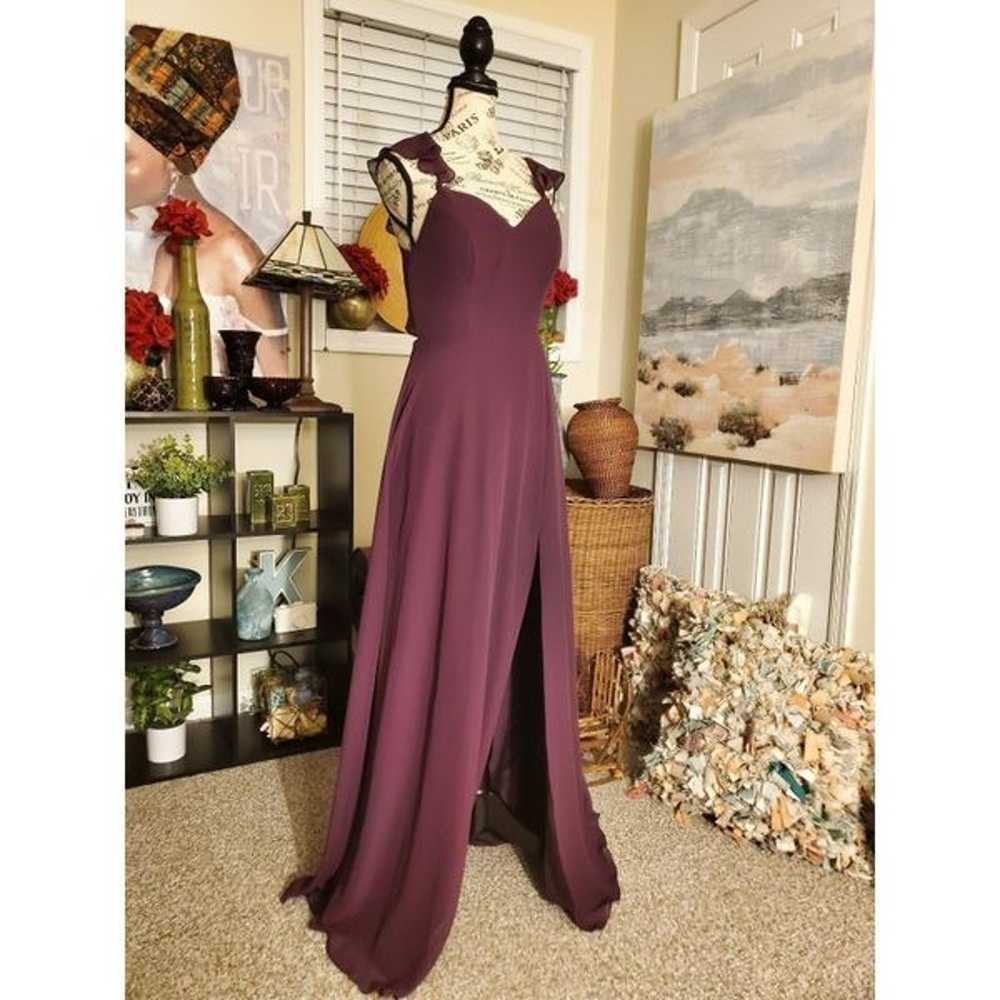 Azazie Ruffle Sleeve Chiffon Floor Length Dress S… - image 11
