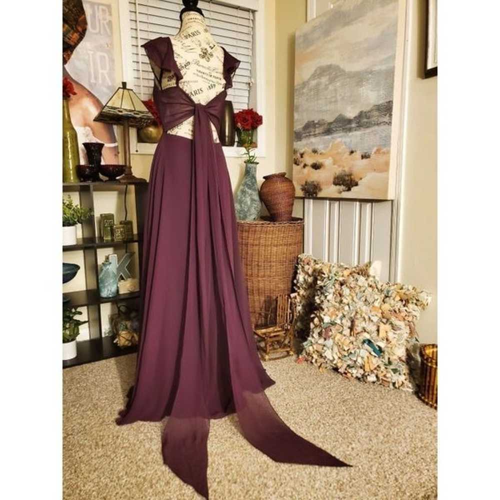 Azazie Ruffle Sleeve Chiffon Floor Length Dress S… - image 2