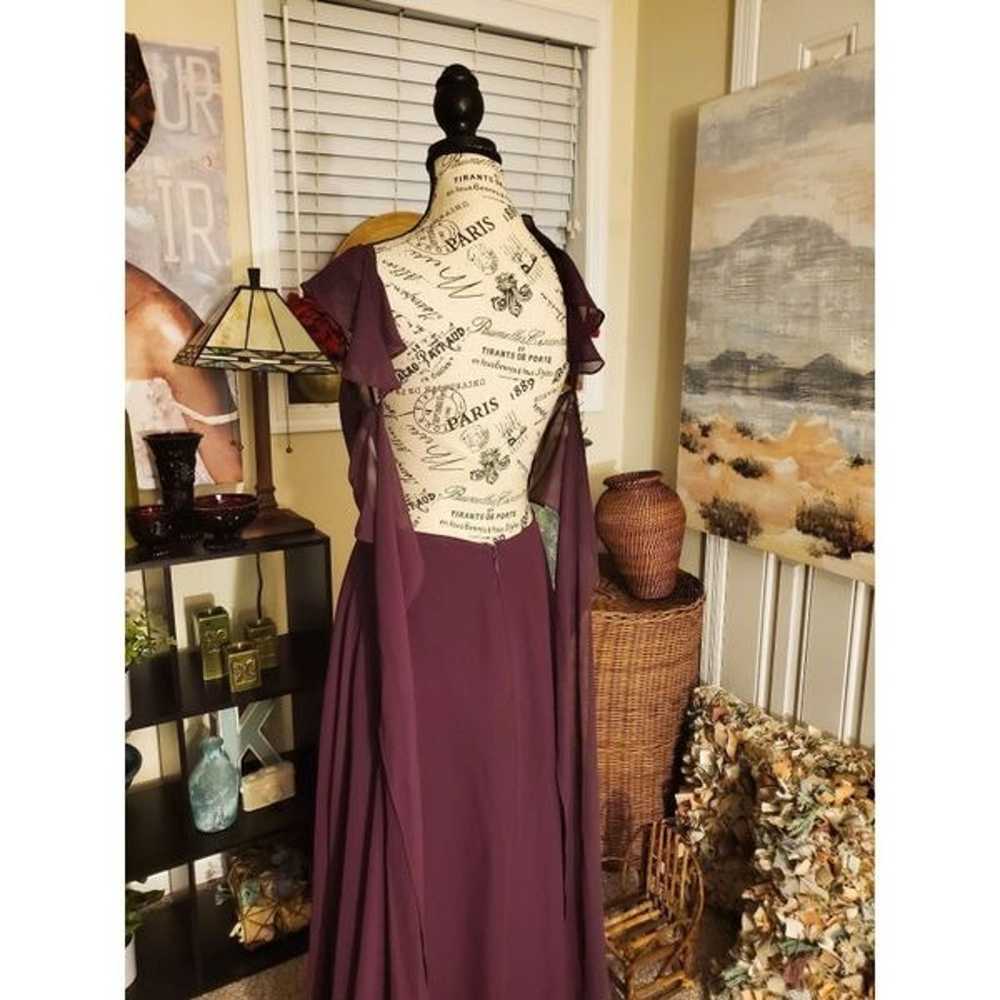 Azazie Ruffle Sleeve Chiffon Floor Length Dress S… - image 3
