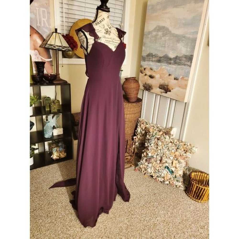 Azazie Ruffle Sleeve Chiffon Floor Length Dress S… - image 4