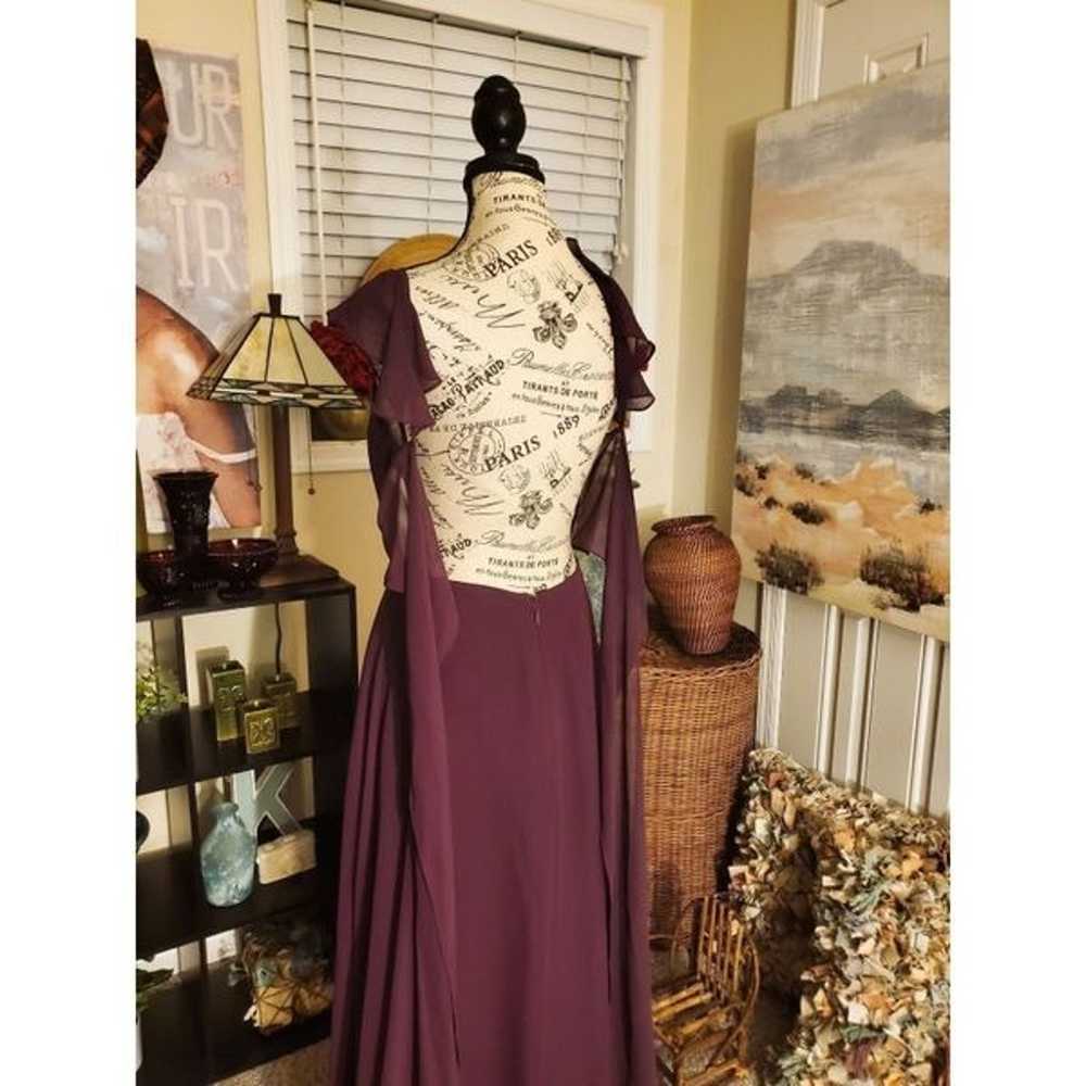 Azazie Ruffle Sleeve Chiffon Floor Length Dress S… - image 5