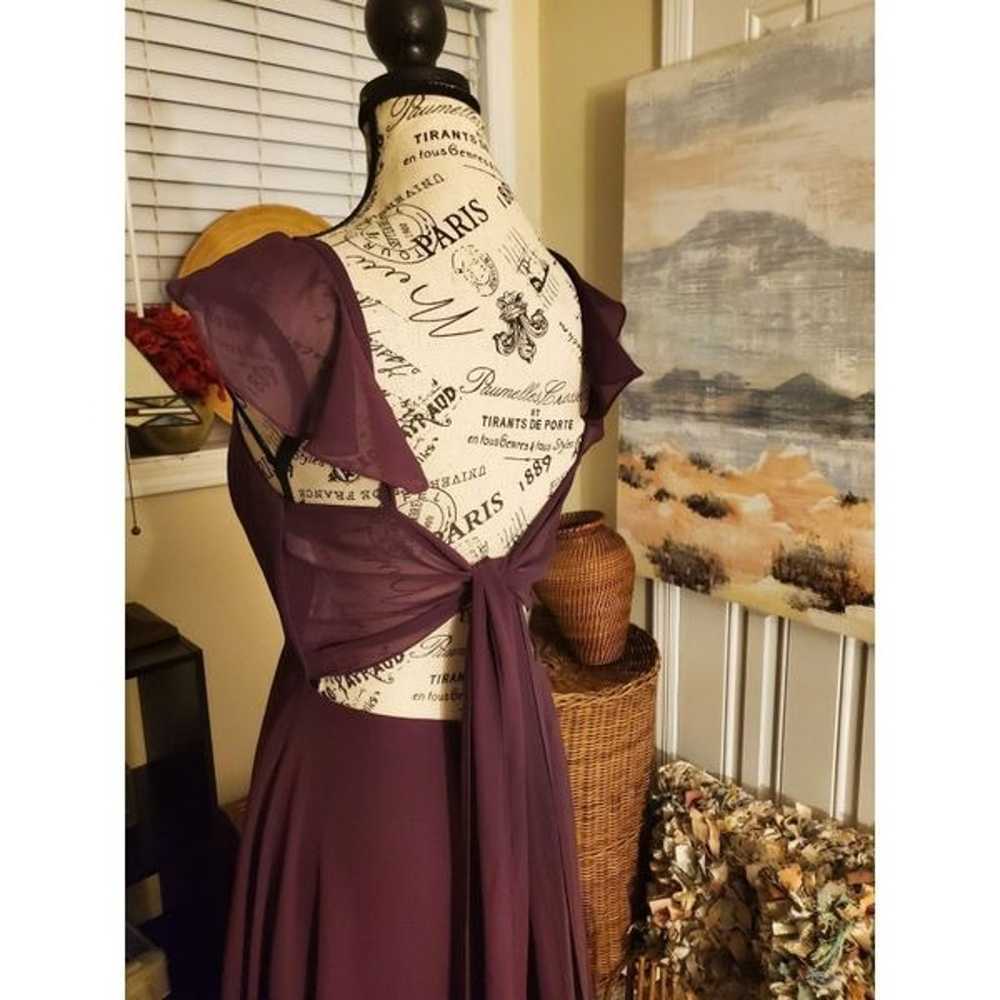 Azazie Ruffle Sleeve Chiffon Floor Length Dress S… - image 6