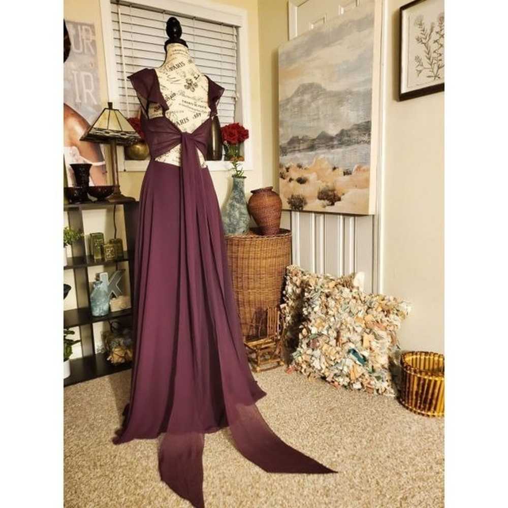 Azazie Ruffle Sleeve Chiffon Floor Length Dress S… - image 8