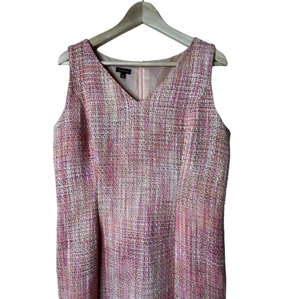 Talbots Cotton Tweed Sheath Dress Sz 12 Pink Slee… - image 3