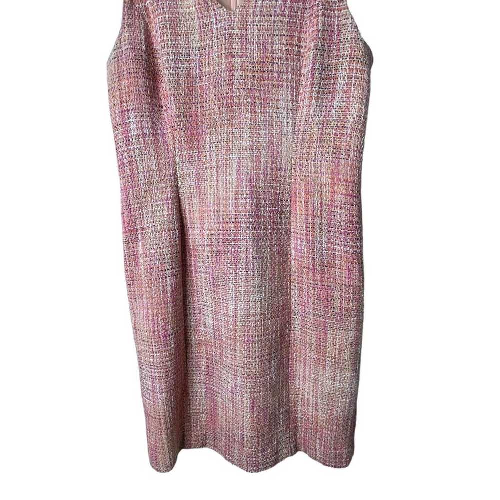 Talbots Cotton Tweed Sheath Dress Sz 12 Pink Slee… - image 4