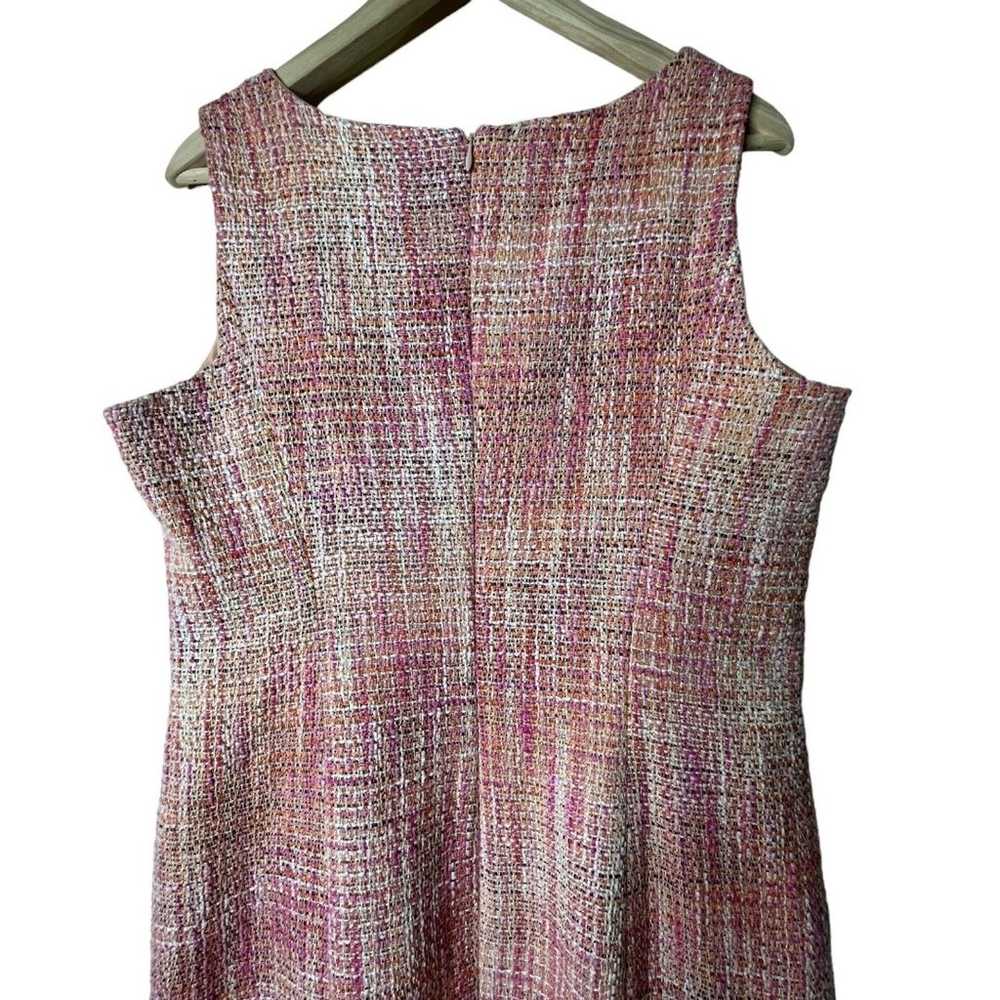 Talbots Cotton Tweed Sheath Dress Sz 12 Pink Slee… - image 5