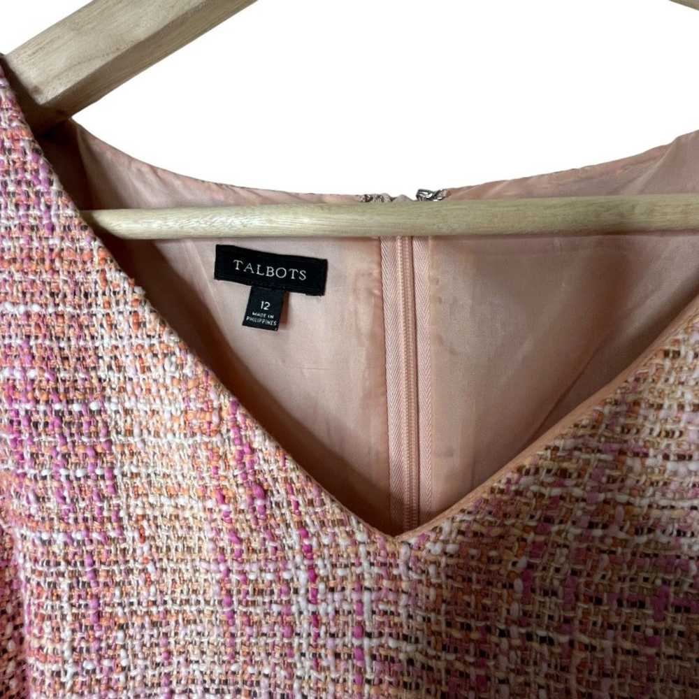 Talbots Cotton Tweed Sheath Dress Sz 12 Pink Slee… - image 7