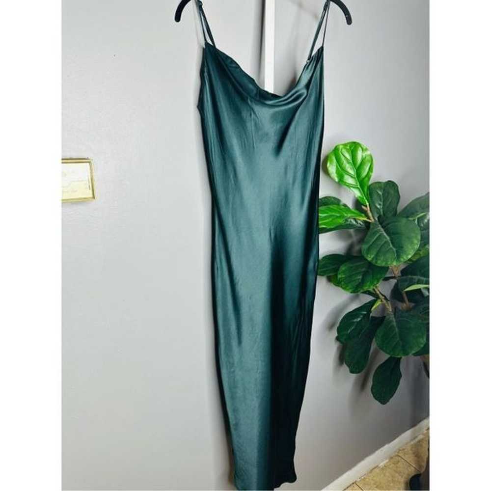 ZARA NWOT COWL NECK SATIN SLIP DRESS Olive green … - image 2