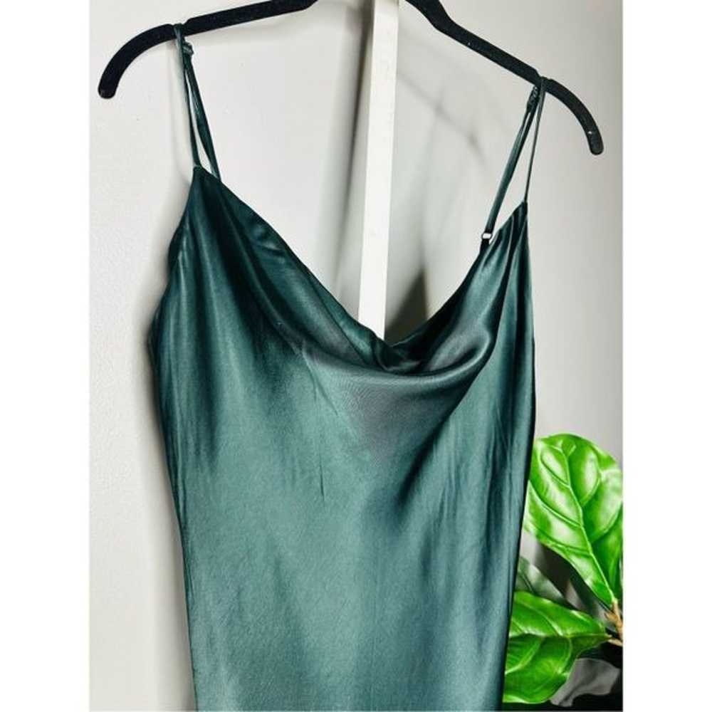 ZARA NWOT COWL NECK SATIN SLIP DRESS Olive green … - image 3