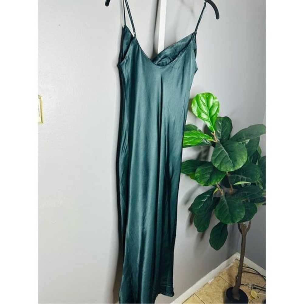 ZARA NWOT COWL NECK SATIN SLIP DRESS Olive green … - image 5