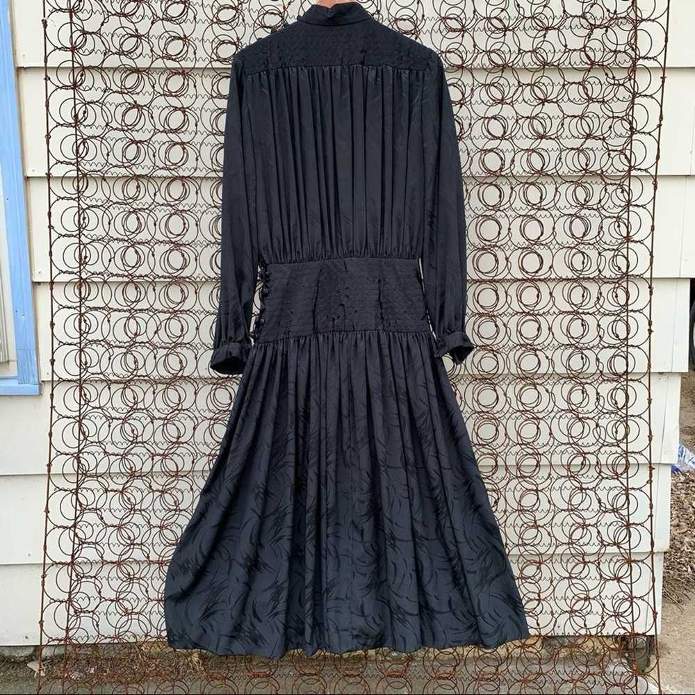 Vintage black gothic sateen pleated gathered long… - image 5