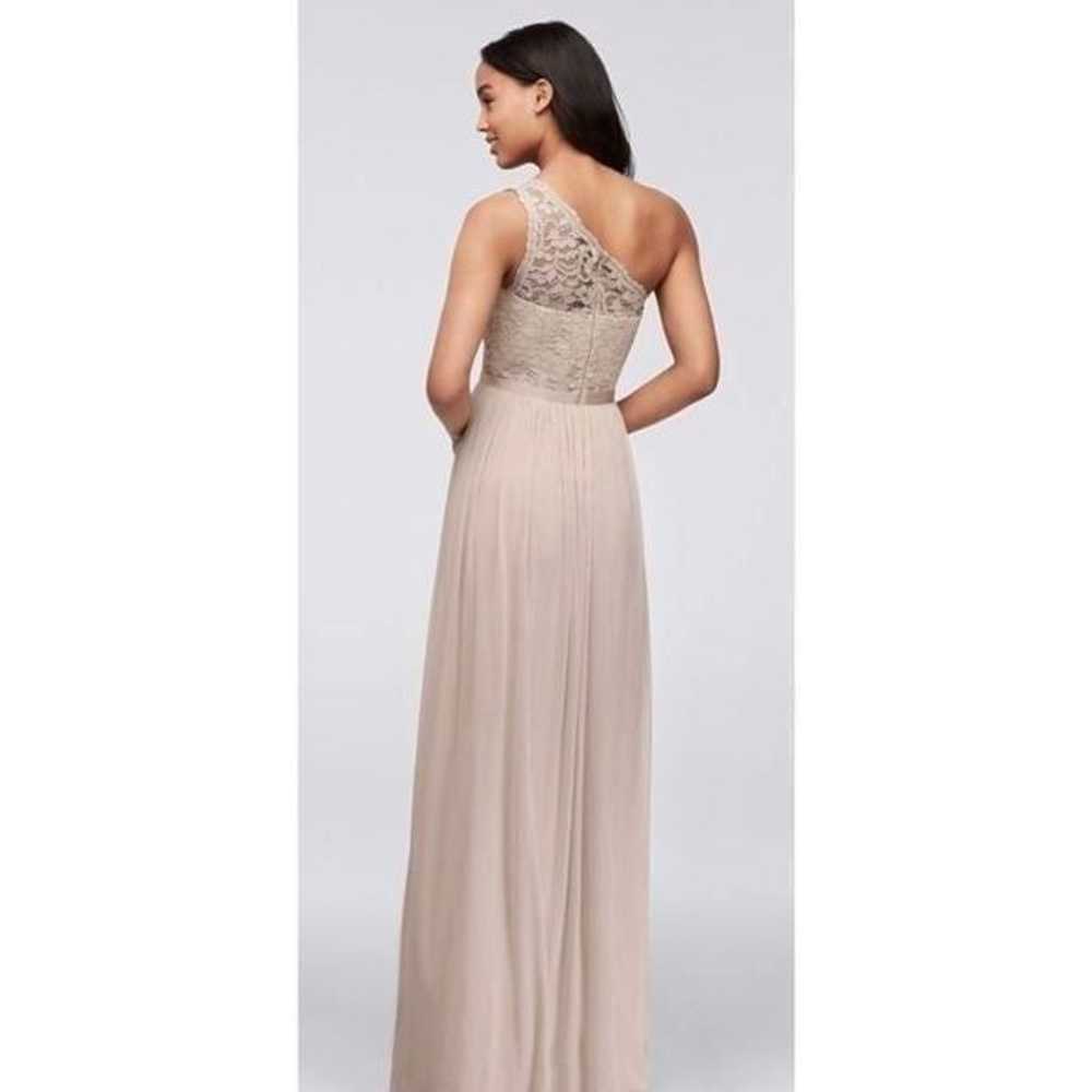 David’s Bridal Biscotti One Shoulder Lace Dress S… - image 2