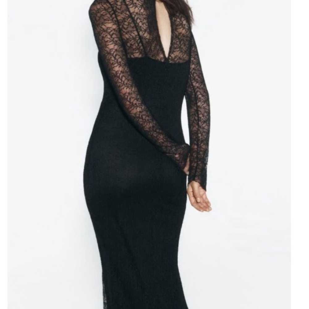 Zara Black LACE MIDI DRESS Semi-sheer midi dress … - image 6