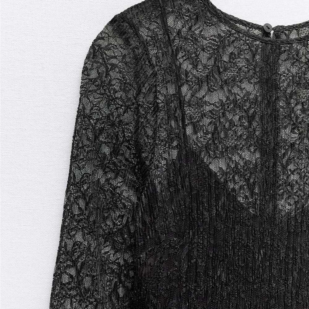 Zara Black LACE MIDI DRESS Semi-sheer midi dress … - image 7