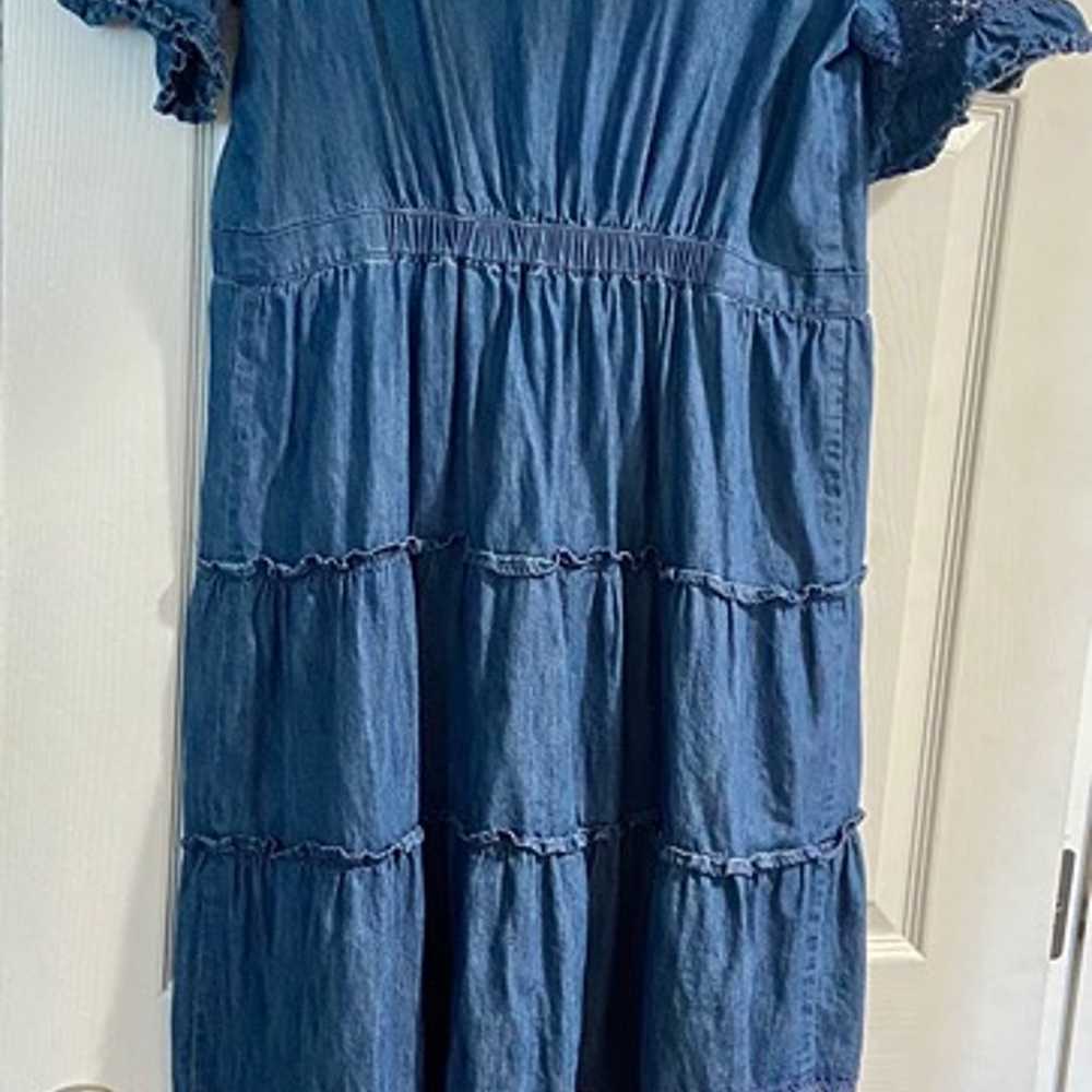 Gap × LoveShackFancy Denim Tiered Midi Dress blue… - image 2