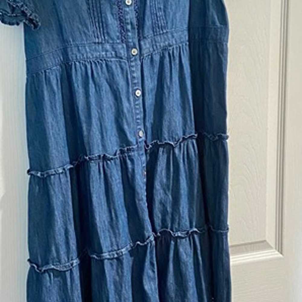 Gap × LoveShackFancy Denim Tiered Midi Dress blue… - image 5