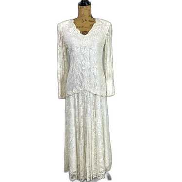 Lillie Rubin White Beaded Gown Dress Size Small Sh