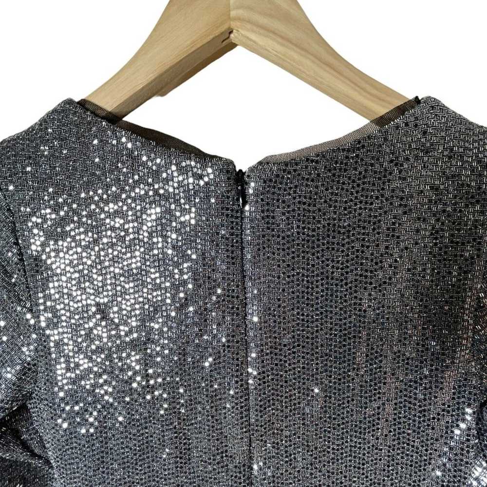 Betsy & Adam Silver Sequin Gown Sz 4 Long Sleeve … - image 7