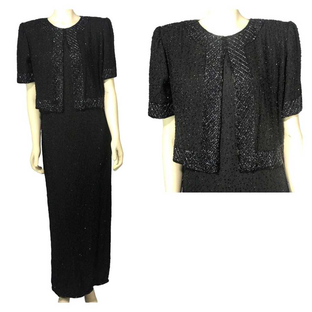 Vintage Brilliante by J.A  beaded dress with atta… - image 1