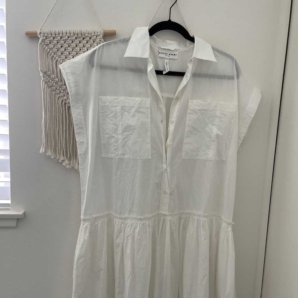 Apiece Apart Organic Cotton White Shirt Dress Max… - image 2