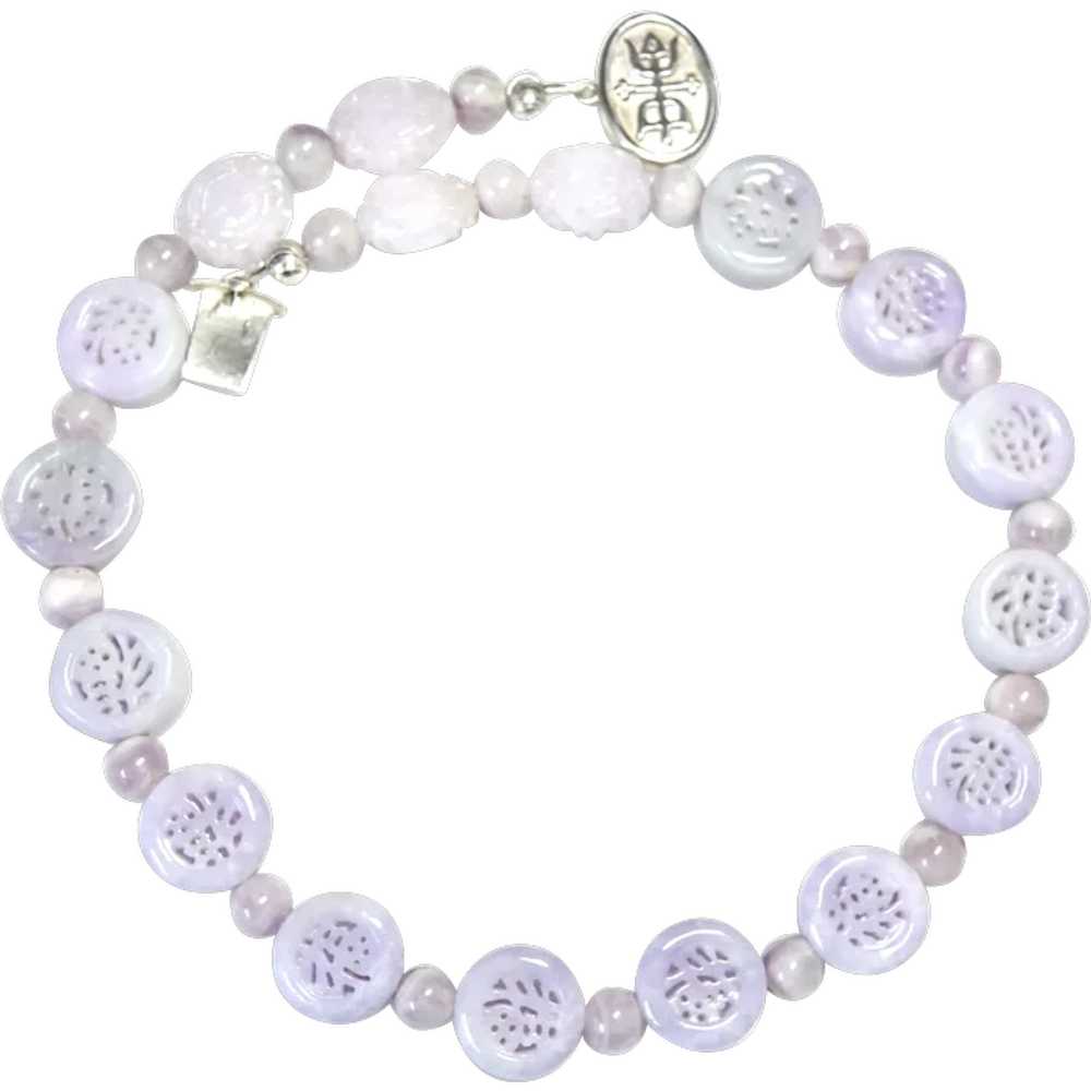 Rare Chinese Lavender Jade Happiness and Longevit… - image 1