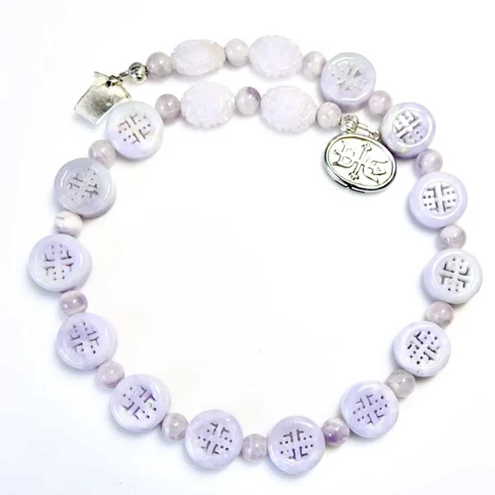 Rare Chinese Lavender Jade Happiness and Longevit… - image 2