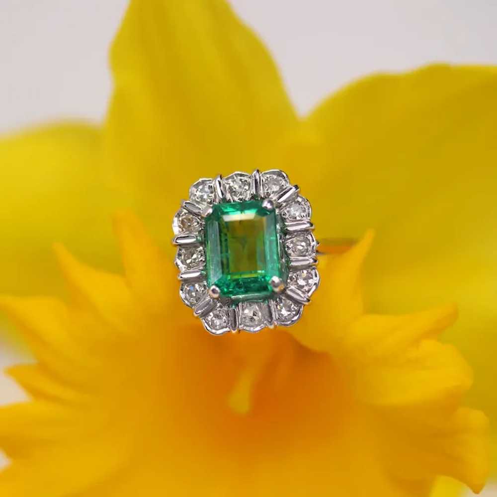 French 1970s Emerald Diamonds 18 Karat White Gold… - image 3