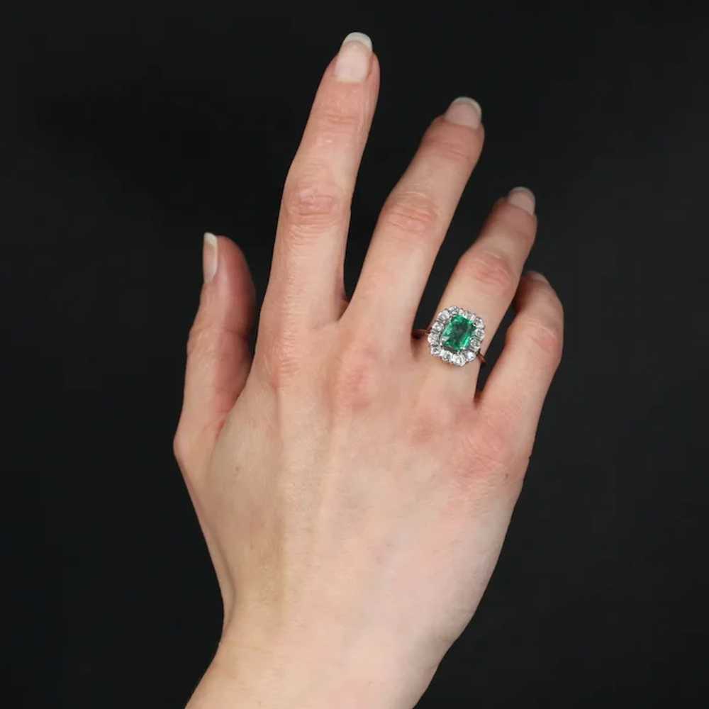 French 1970s Emerald Diamonds 18 Karat White Gold… - image 4