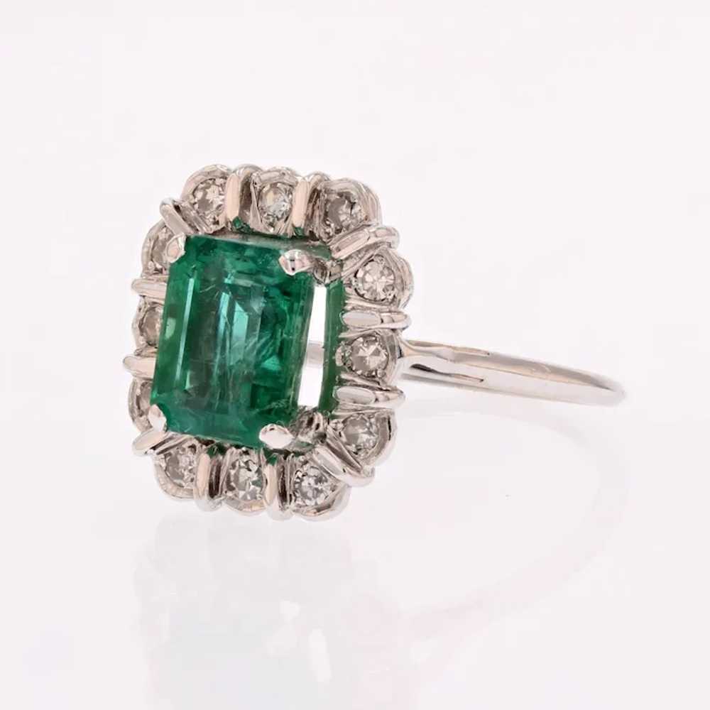 French 1970s Emerald Diamonds 18 Karat White Gold… - image 8