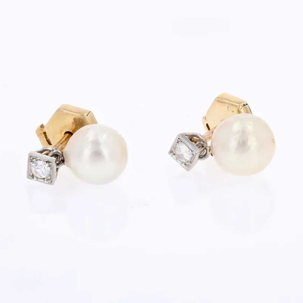 20th Century Cultured Pearl Diamonds 18 Karat Yel… - image 3