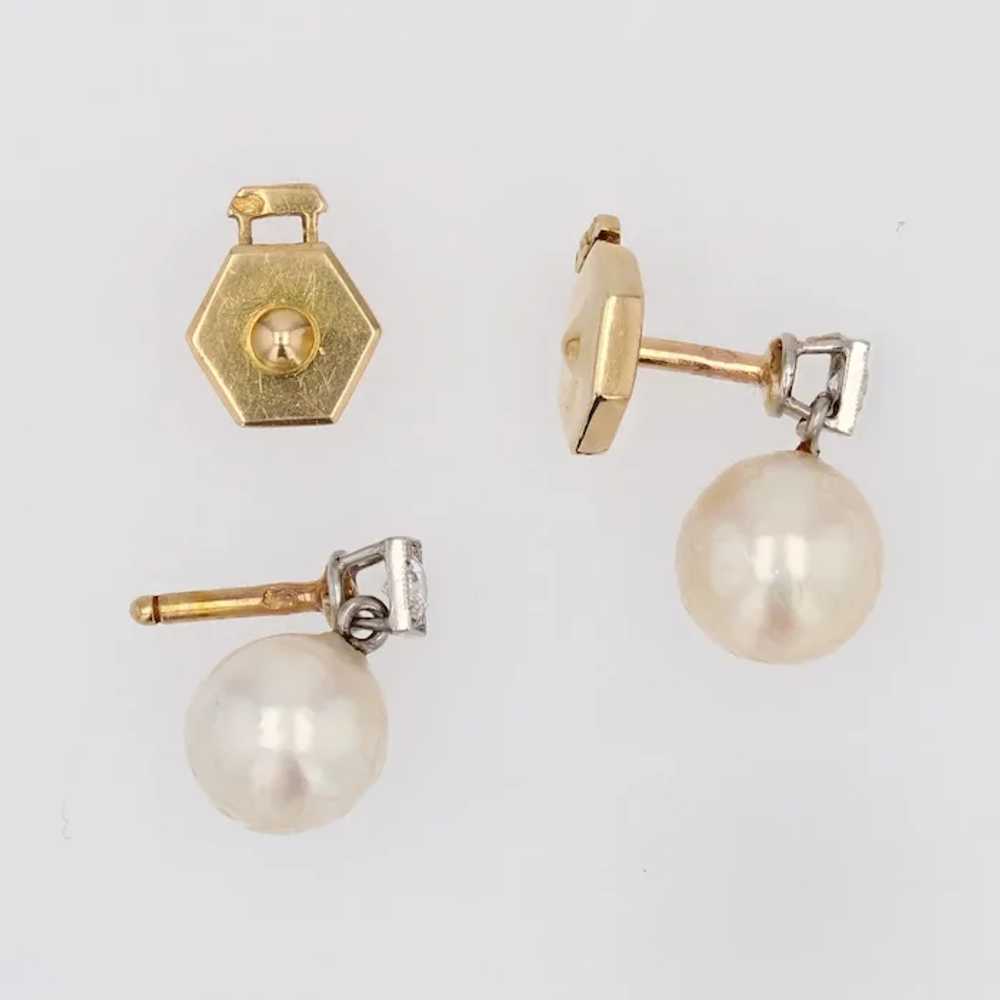 20th Century Cultured Pearl Diamonds 18 Karat Yel… - image 8