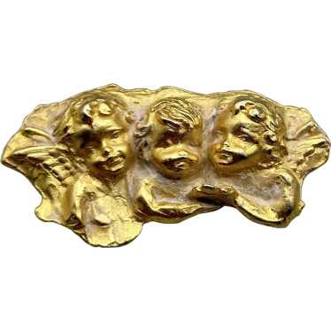 Vintage Pin Brooch La Rage Three Angels Cherubs in