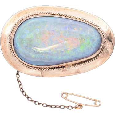 Vintage 9K Yellow Gold 23.1ct Opal Cabochon Brooch