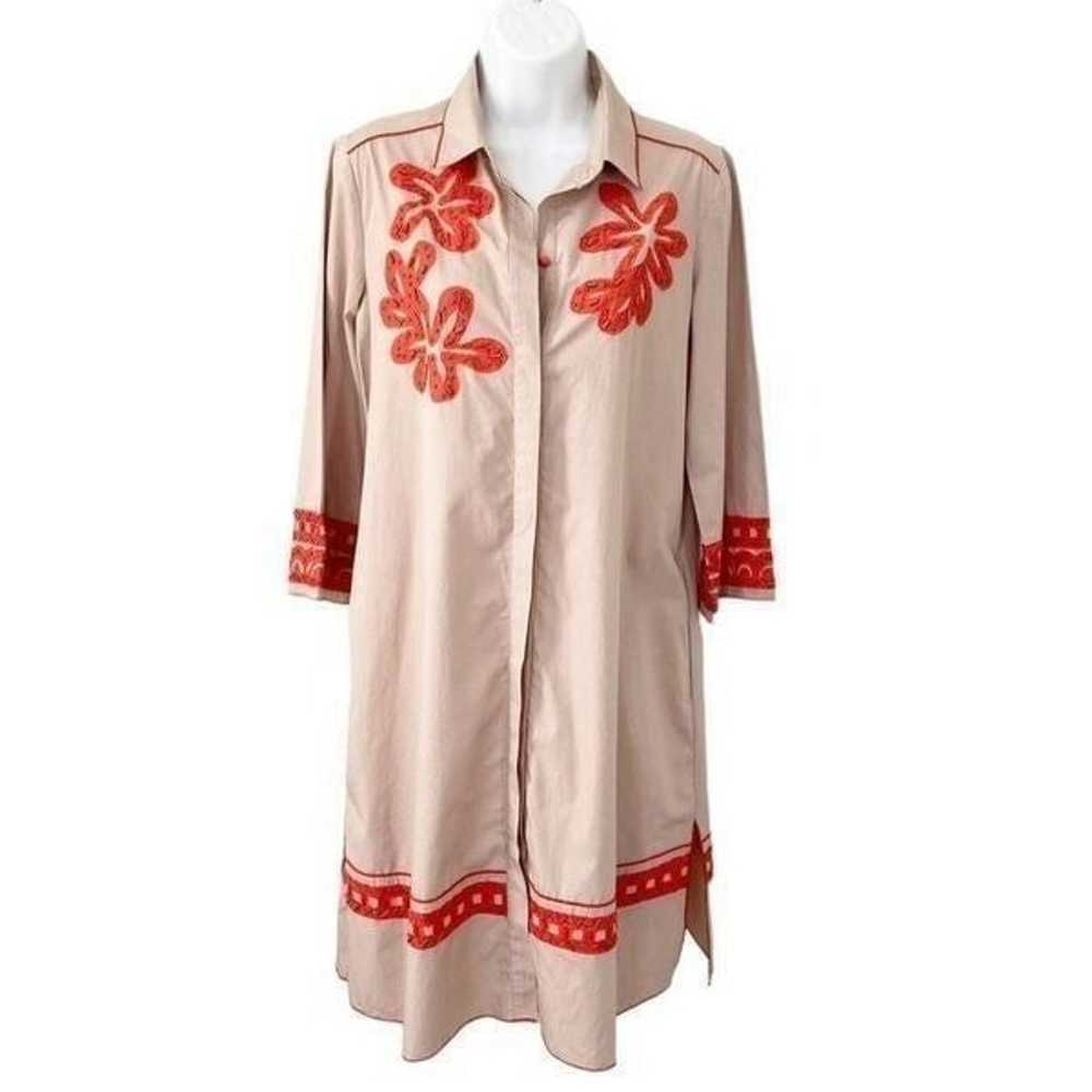 Maliparmi Embroidered Beaded Floral Cotton Poplin… - image 1
