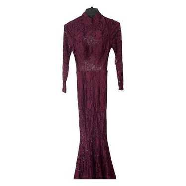 Elegant Burgundy Lace Mermaid Gown with Open Back - image 1