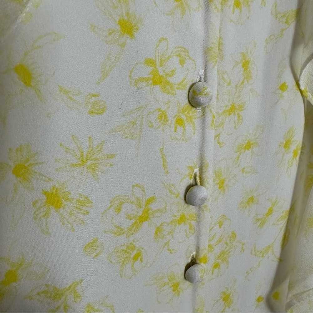 Cinq a Sept pale yellow floral ruffle silk mini d… - image 8
